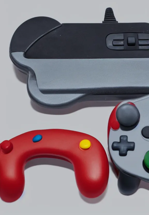 Prompt: nintendo 6 4 game controller, product photo