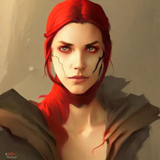 Prompt: portrait of a dnd rogue, covered face, red eyes, upper half portrait,, digital painting, artstation, concept art, smooth, sharp focus, illustration, art by artgerm and greg rutkowski and alphonse mucha, 8 k