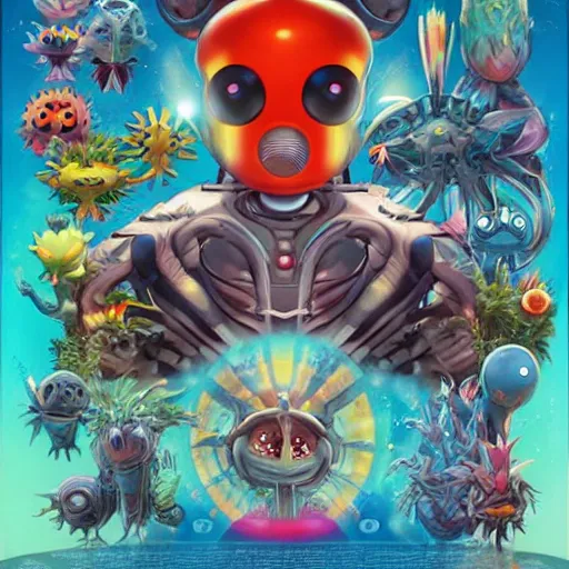 Image similar to biopunk pokemon poster, Pixar style, by Tristan Eaton Stanley Artgerm and Tom Bagshaw.