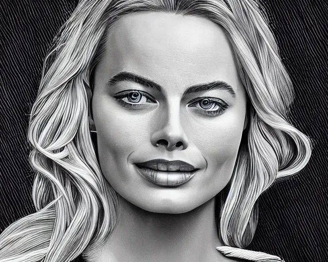 Image similar to led art of margot robbie, hyper detailed, award winning