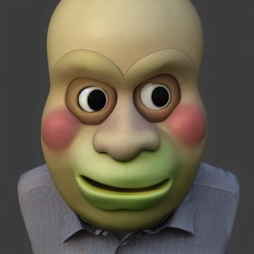 Image similar to man with onion face crying big tears 3 d render