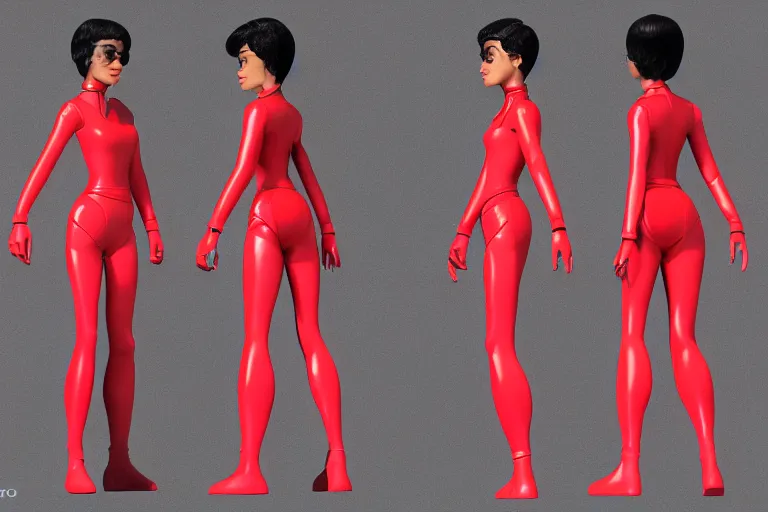 prompthunt: 3d model tpose turnaround of female sci fi character