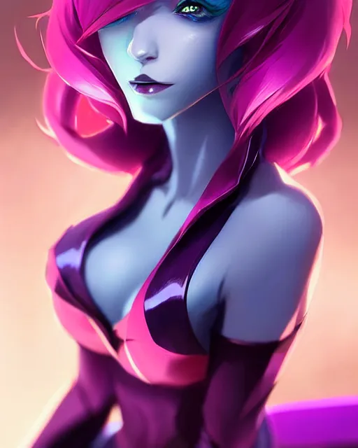 Prompt: portrait Evelynn character league-of-legends game flamed hair sharp fine-face, pretty face, realistic shaded Perfect face, fine details. Anime. Evelynn league-of-legends game realistic shaded lighting by Ilya Kuvshinov krenz cushart katsuhiro otomo ghost-in-the-shell, magali villeneuve, artgerm, rutkowski Jeremy Lipkin and Giuseppe Dangelico Pino and Michael Garmash and Rob Rey