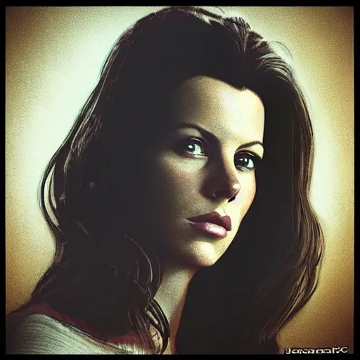 Prompt: “ kate beckinsale retro minimalist portrait by jean giraud, moebius starwatcher comic, 8 k ”