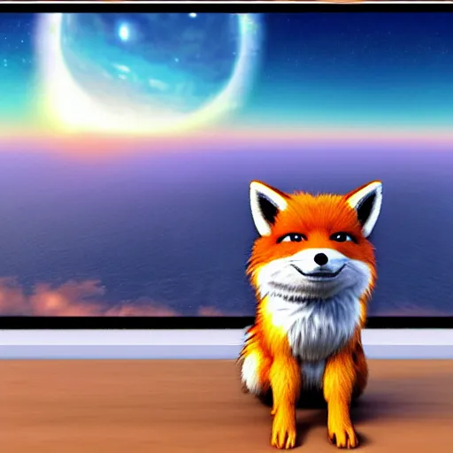 Prompt: high quality photo of star fox, fox mccloud, looking out at the ocean at sunset realism 8k award winning photo