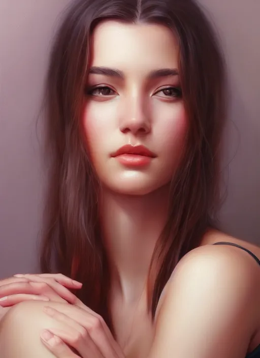 Image similar to photo of a gorgeous young woman in the style of stefan kostic, realistic, sharp focus, 8 k high definition, insanely detailed, intricate, elegant, art by stanley lau and artgerm