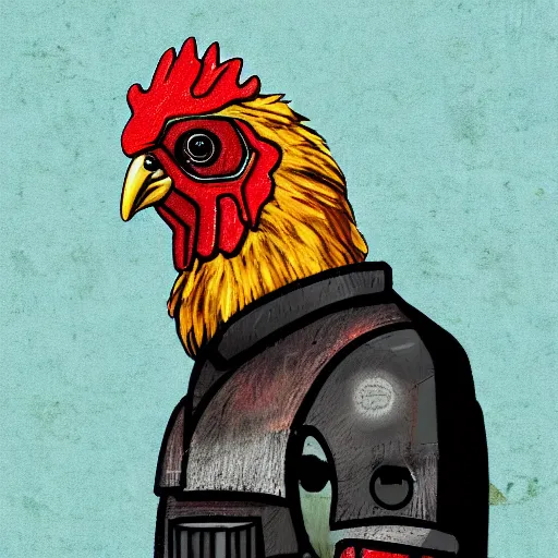 Prompt: terminator chicken, digital art, cinematic