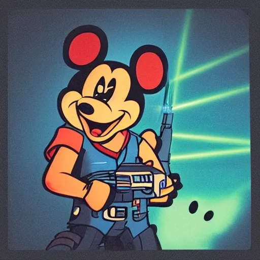 Image similar to “portrait of a cartoon animal, Disney style, pointing a laser gun at the camera”