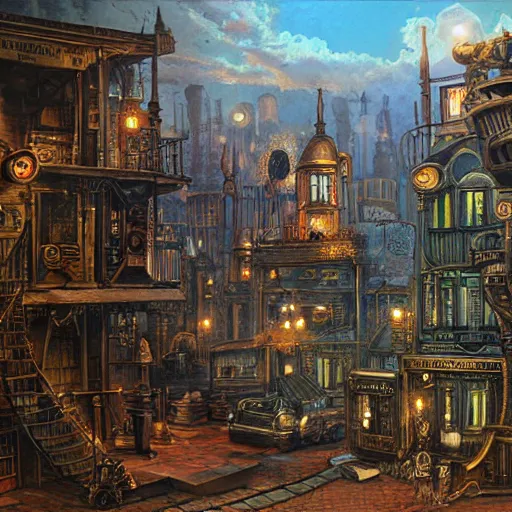 Image similar to a steampunk city in the style of James gurney, famous oil painting, award winning