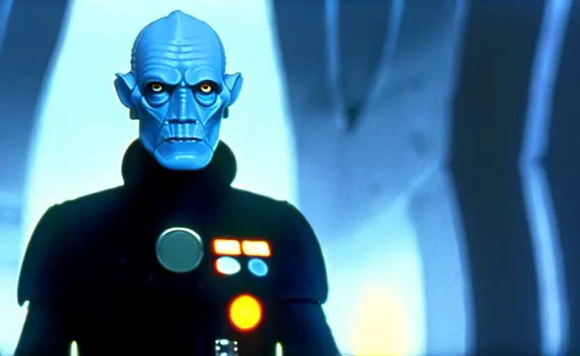 Prompt: grand admiral thrawn in empire strikes back, cinematic, film, 1 9 8 0