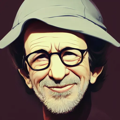 Image similar to face icon stylized minimalist steven spielberg, loftis, cory behance hd by jesper ejsing, by rhads, makoto shinkai and lois van baarle, ilya kuvshinov, rossdraws global illumination