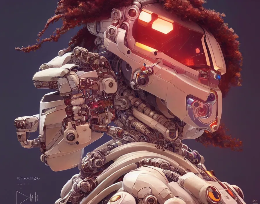 Image similar to symmetry!! portrait of a robot astronaut, floral! horizon zero dawn machine, intricate, elegant, highly detailed, digital painting, artstation, concept art, smooth, sharp focus, illustration, art by artgerm and greg rutkowski and alphonse mucha, 8 k