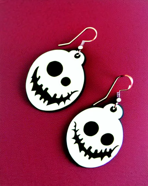 Image similar to tim burton spooky monster, 2 d lasercut earrings,