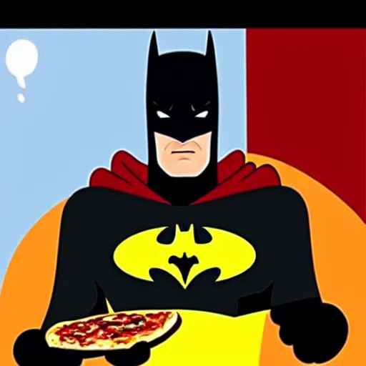 Image similar to batman caught eating a pizza,photorealistic,trending on instagram,detailed face