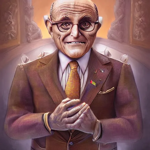 Prompt: digital painting of a rudy giuliani in a ballet custume by filipe pagliuso and justin gerard, symmetric, fantasy, highly, detailed, realistic, intricate