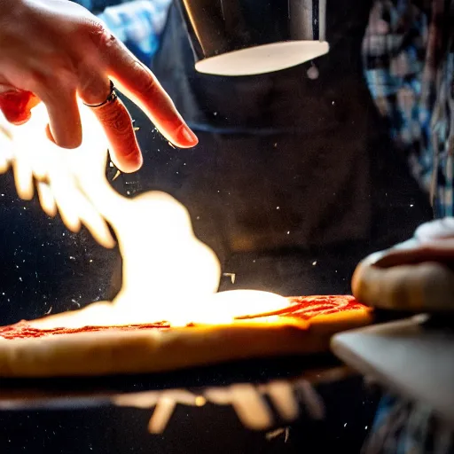 Image similar to A still of the Emperor making a pizza, 4k, photograph, ultra realistic, highly detailed, professional lighting