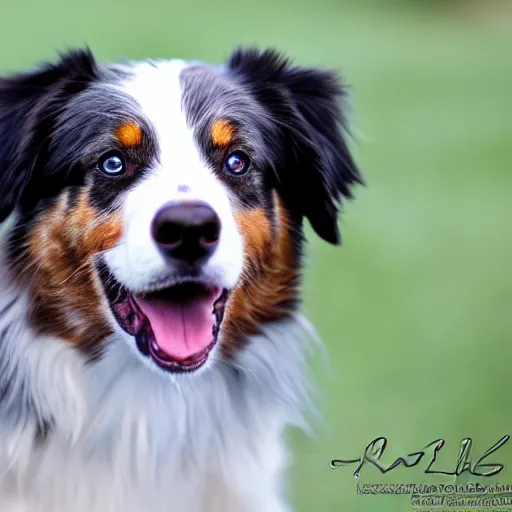 Image similar to photo of an Australian Shepherd with cool blue eyes, award winning photography