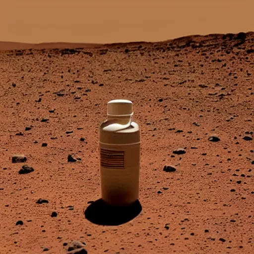 Image similar to photograph of a water bottle on Mars