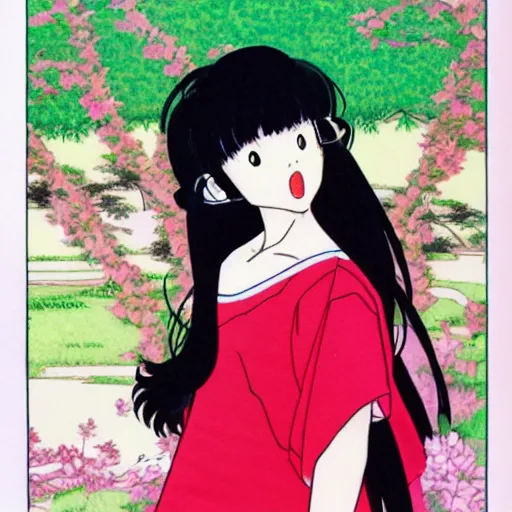 Image similar to a portrait of a girl made by rumiko takahashi ( 1 9 9 0 )
