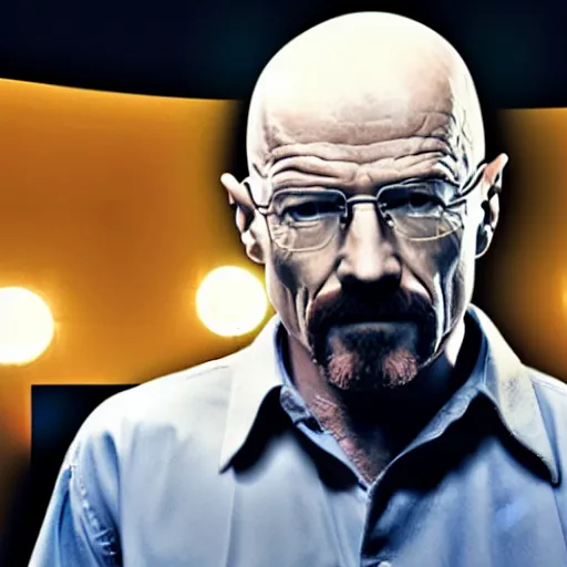 Image similar to Walter white singing at a death metal concert