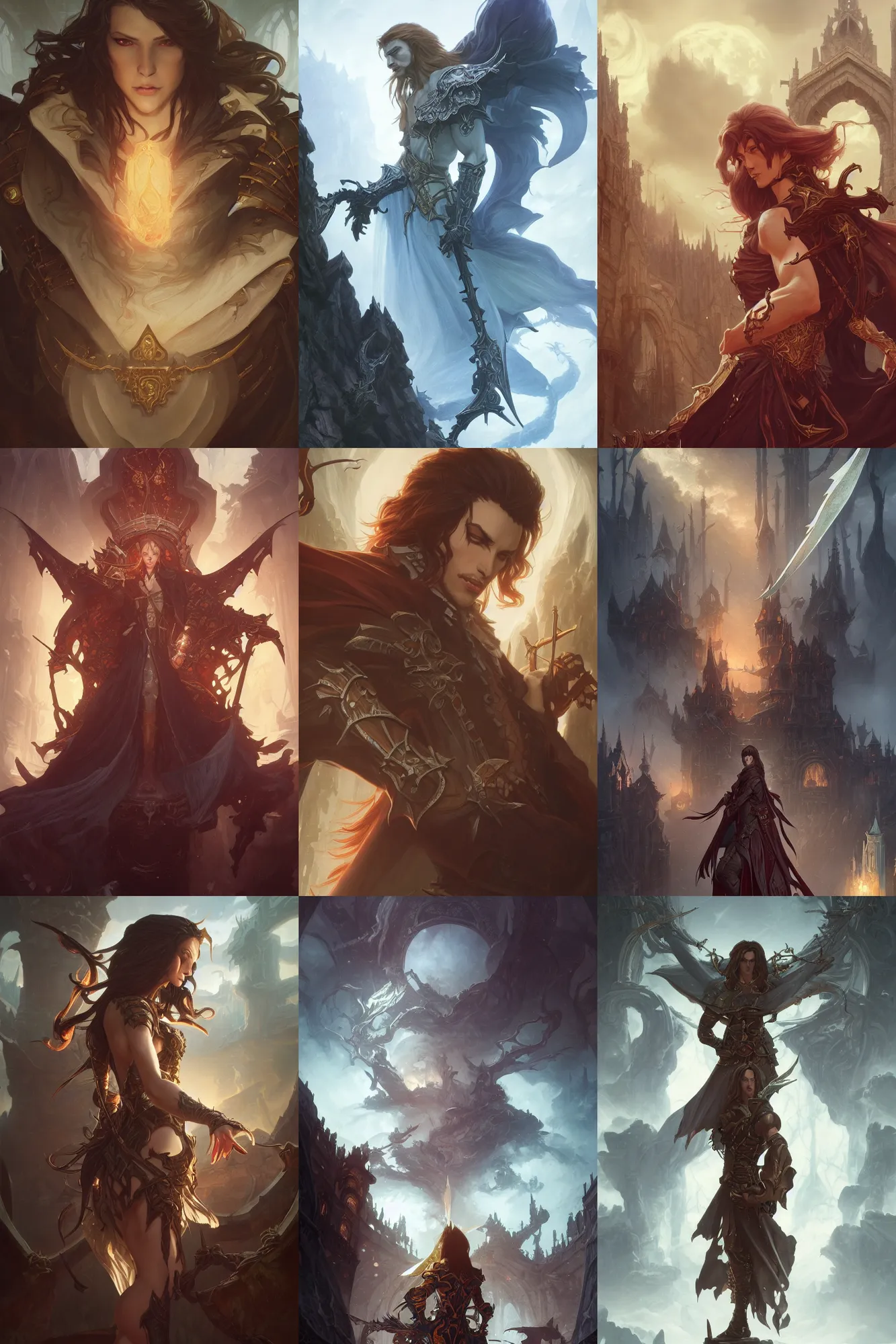 Prompt: cinematic stills from castlevania, deep focus, d & d, fantasy, intricate, elegant, highly detailed, digital painting, artstation, concept art, matte, sharp focus, illustration, hearthstone, art by artgerm and greg rutkowski and alphonse mucha