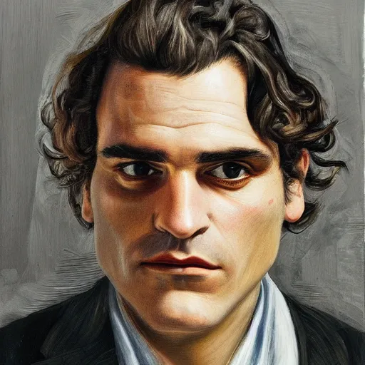 Image similar to high quality high detail painting by lucian freud, hd, portrait of joaquin phoenix