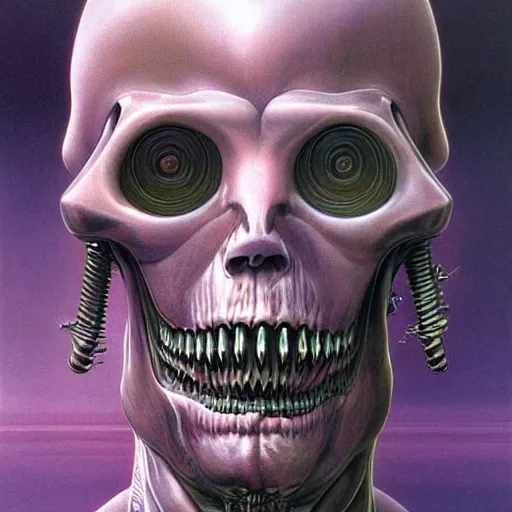 Prompt: portrait of biomechanical being without eyes by wayne barlowe
