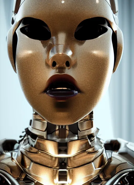 Image similar to extreme close up of a ex machina robot girl, posing in dramatic lighting, plastic clean ultra high definition, uplighting, cinematic, sheek unreal engine 5 ray tracing, by paolo roversi, beeple, masterpiece