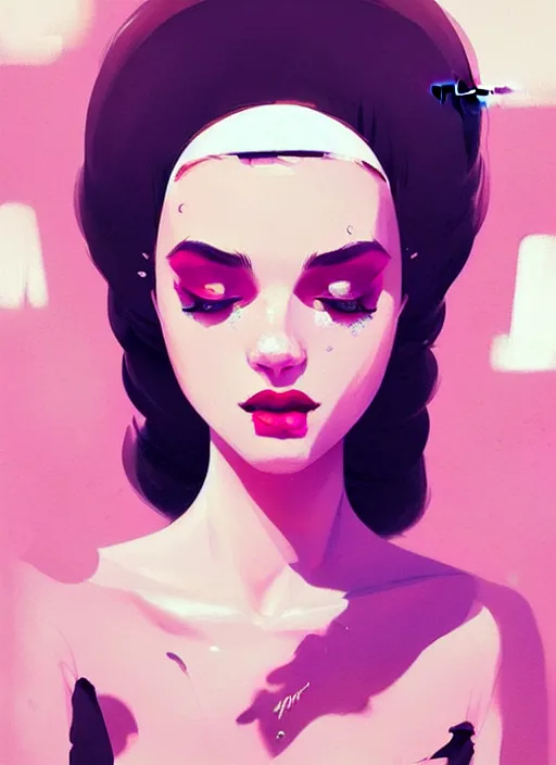 Image similar to highly detailed graffiti of a beautiful woman with a beutiful make up, by atey ghailan, by greg rutkowski, by greg tocchini, by james gilleard, by joe fenton, by kaethe butcher, pink, celeste, cream and white color scheme, award winning details, trending on instagram