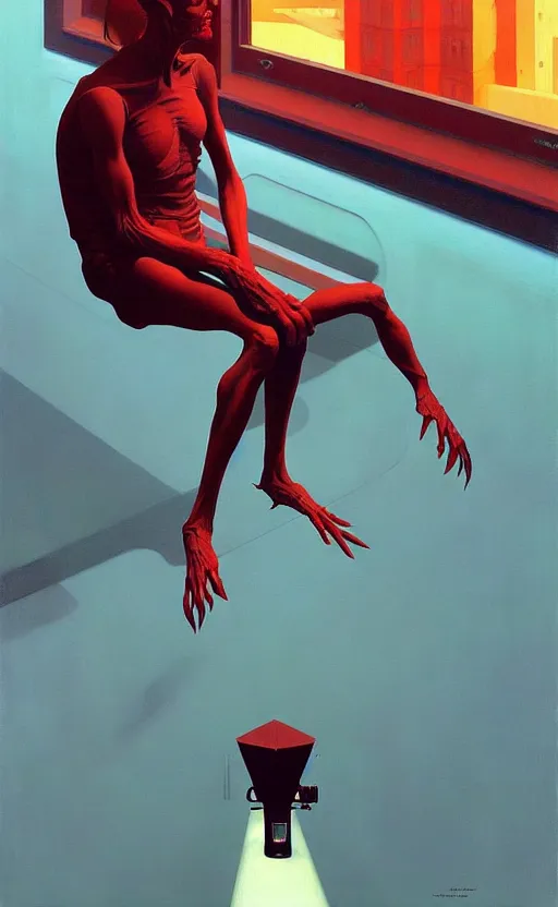 Image similar to In The Air Tonight, very coherent, painted by Edward Hopper, Wayne Barlowe, painted by James Gilleard, airbrush, art by JamesJean