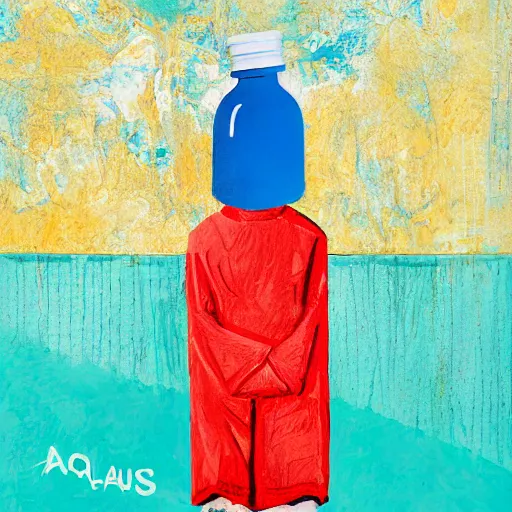 Prompt: aquarius holding a water bottle