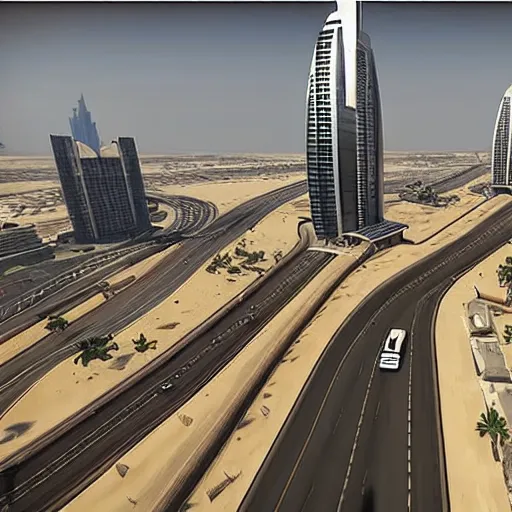 Image similar to gta : dubai, cinematic shot