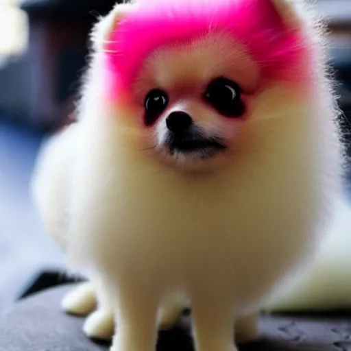 Prompt: cotton candy that looks like a pomeranian