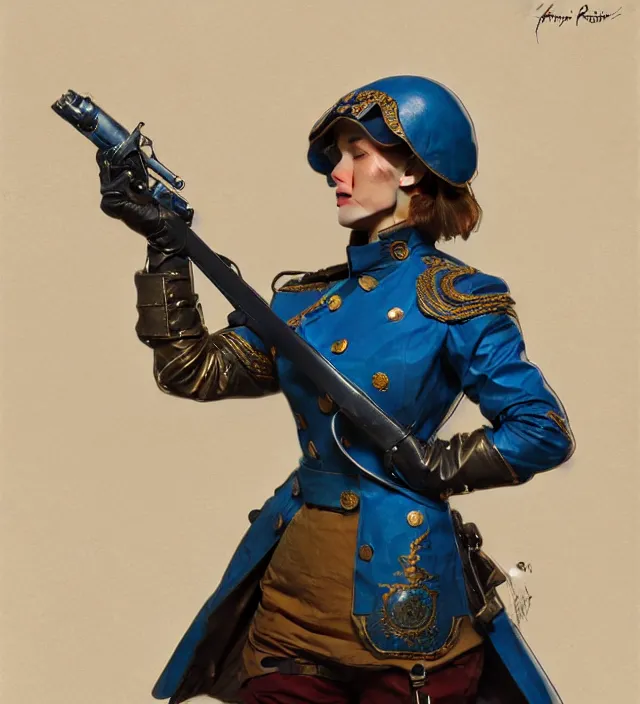 Prompt: fullbody of a czech woman wearing a blue traditional nineteenth century military jacket, metal shoulder pauldrons, intricate, highly detailed, digital painting, artstation, concept art, sharp focus, cinematic lighting, illustration, art by artgerm and greg rutkowski, alphonse mucha, cgsociety