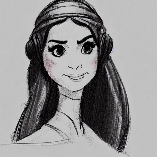 Image similar to milt kahl sketch of victoria justice as princess padme from star wars episode 3