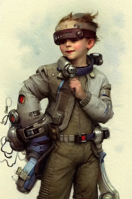 Image similar to ( ( ( ( ( 2 0 5 0 s retro future 1 0 year boy old super scientest in space pirate mechanics costume full portrait. muted colors. ) ) ) ) ) by jean - baptiste monge!!!!!!!!!!!!!!!!!!!!!!!!!!!!!!