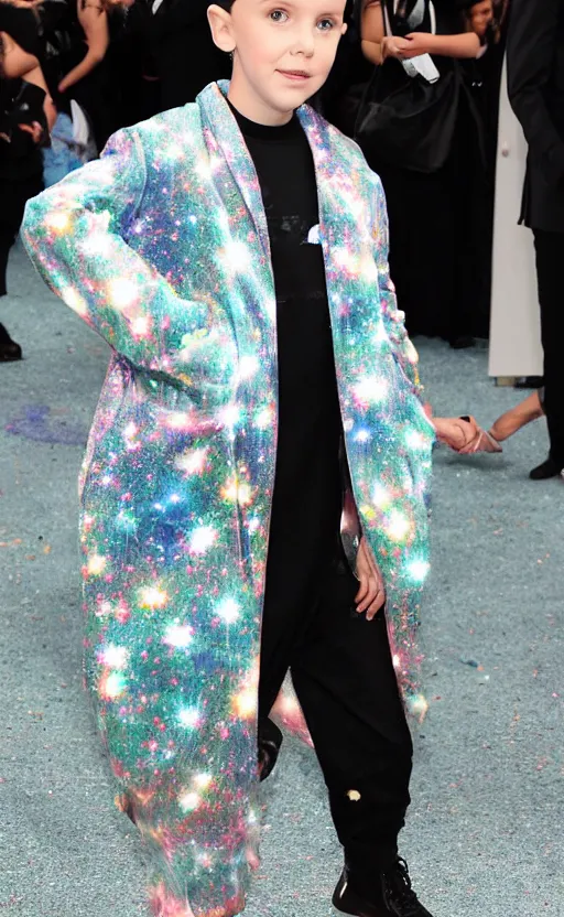 Image similar to a galaxy in the shape of millie bobby brown