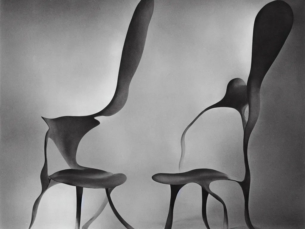 Image similar to luminescent gothic chair with ear. karl blossfeldt, agnes pelton, roger dean