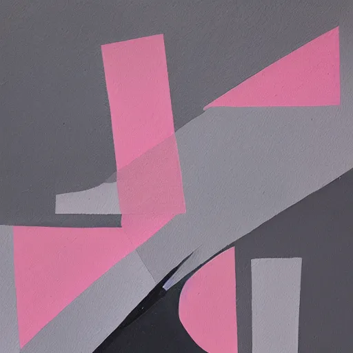 Prompt: abstract contemporary oil painting with grey and pink color palette, negative space, pen lines, creative, positive energy, masterpiece, beautiful shapes, unique