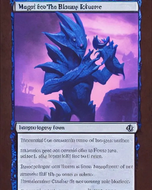 Image similar to magic the gathering blue creature card