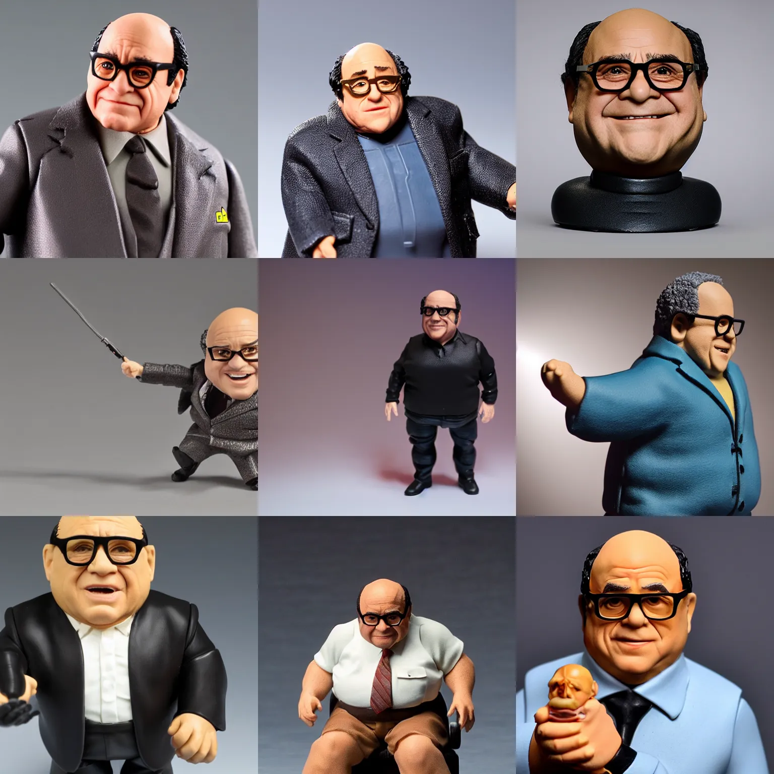 Prompt: an action figure of danny devito. studio lighting.