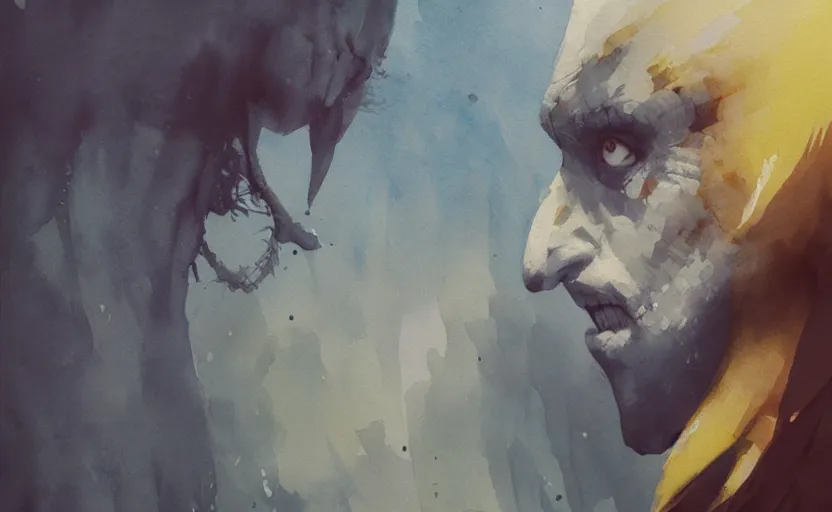 Image similar to a painting of delibirb 6 6 6 trending on artstation in the style of greg rutkowski, 3 d, watercolor, male, portrait, wisdom