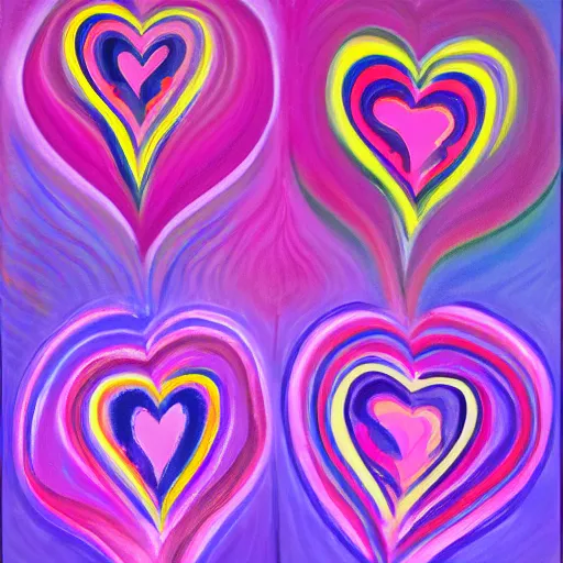 Prompt: a highly definition painting of purple hearts in flames, inspired by lisa frank, matisse, david hockney, trending on artstation, 4 k