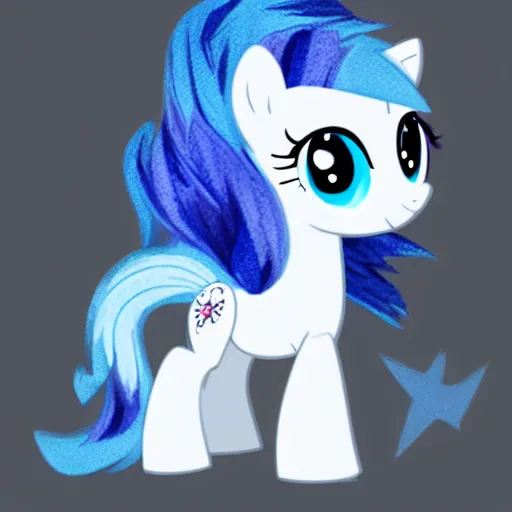 Image similar to a blue little pony with white hair, a picture by an gyeon, featured on derpibooru, booru, superflat