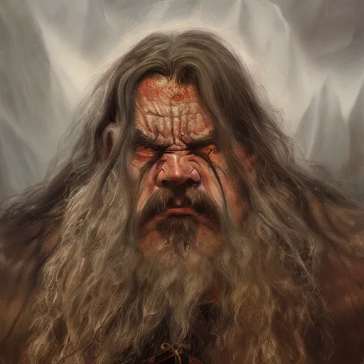 Prompt: angry dwarf, elden ring boss, matte painting, detailed, elden ring, oil on canvas