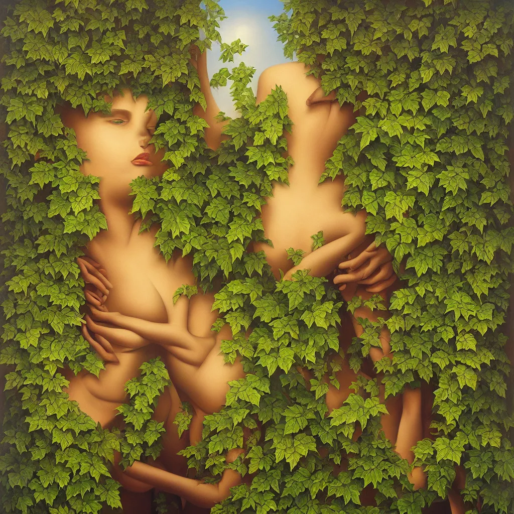 Prompt: a surrealist painting of ivy by vladimir kush