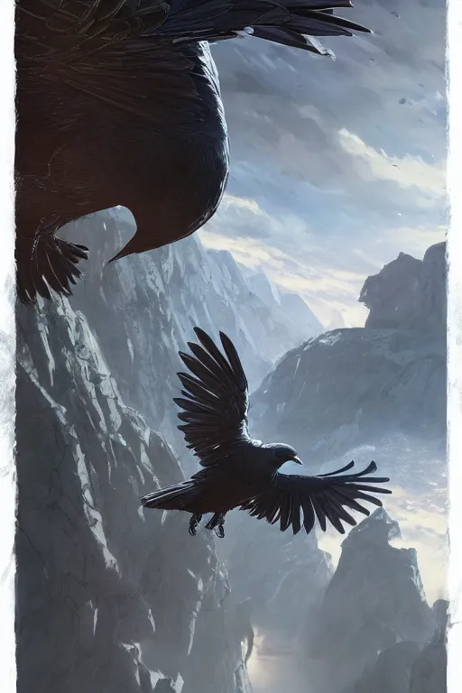 Image similar to highly detailed anime visual key of a raven presenting academic thesis, 4 k, unreal engine, fantasy art by greg rutkowski, detailed and intricate environment pixiv, professional digital art