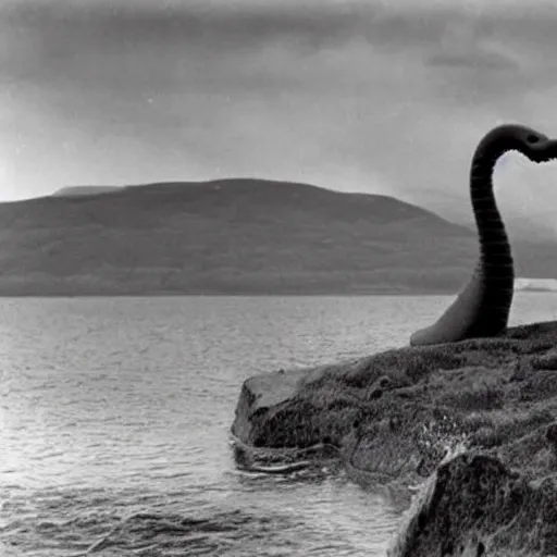 Prompt: the Loch Ness Monster, 1933 photo