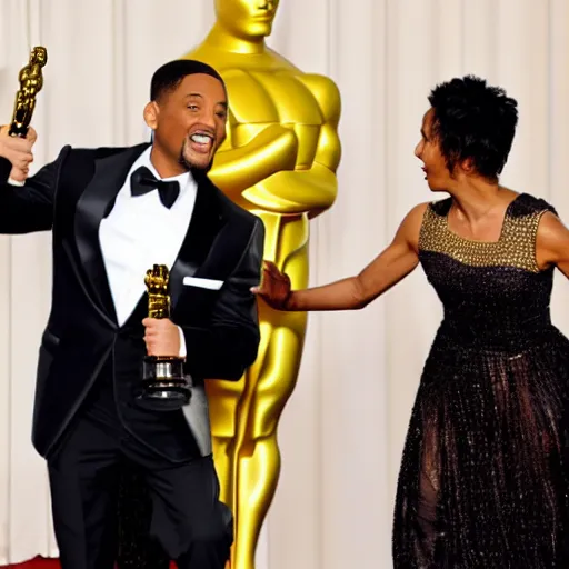 Image similar to will Smith hitting jada smith with Chris rock at the Oscars