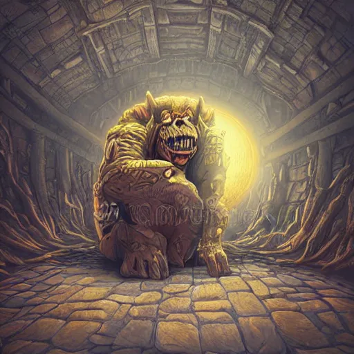 Image similar to cowering in fear from the limitless creativity monster, fantasy style, hd illustration